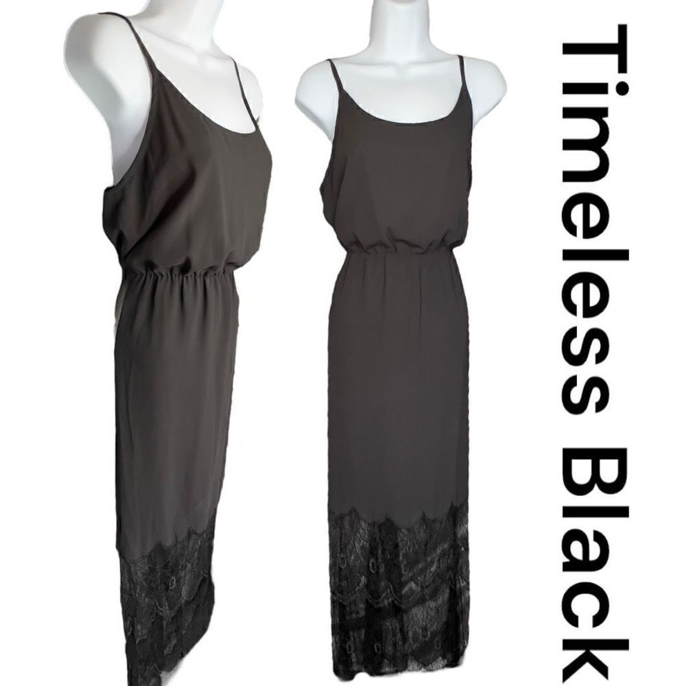 Blaque Label Women's Lace Bottom Sleeveless Maxi Dress Black Size Medium NWT